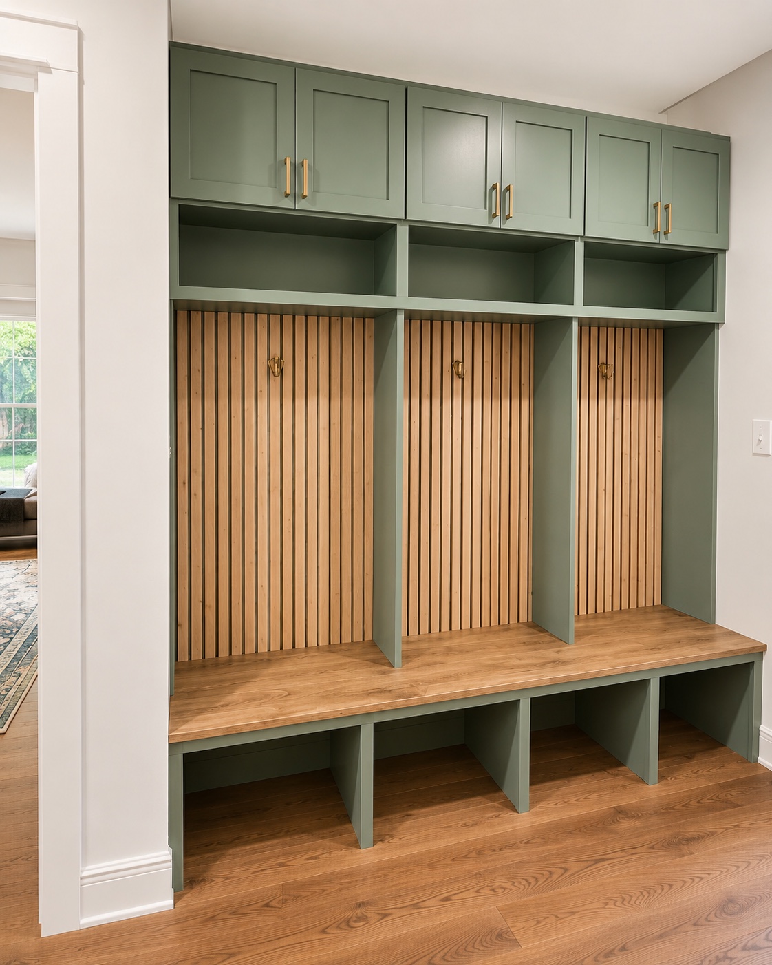 Custom mudroom built-in by Elite Construction and Design